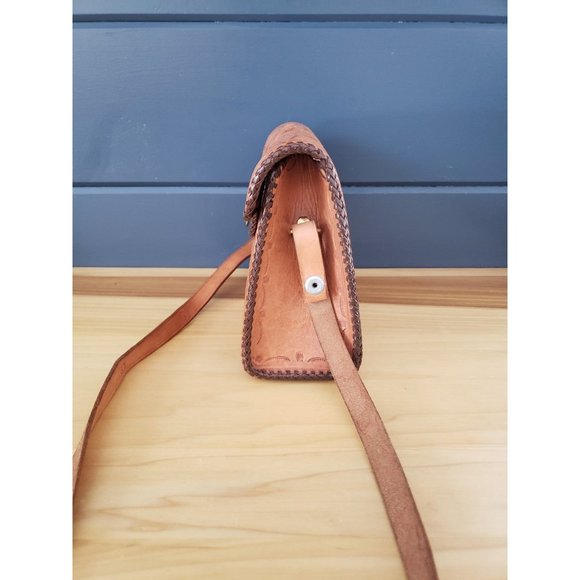 70s Leather Hand Tooled Bag - Picture 2 of 6